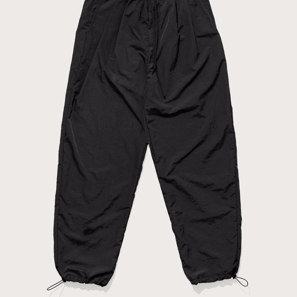 OLIVE - Nylon Cuffed Pants, Black